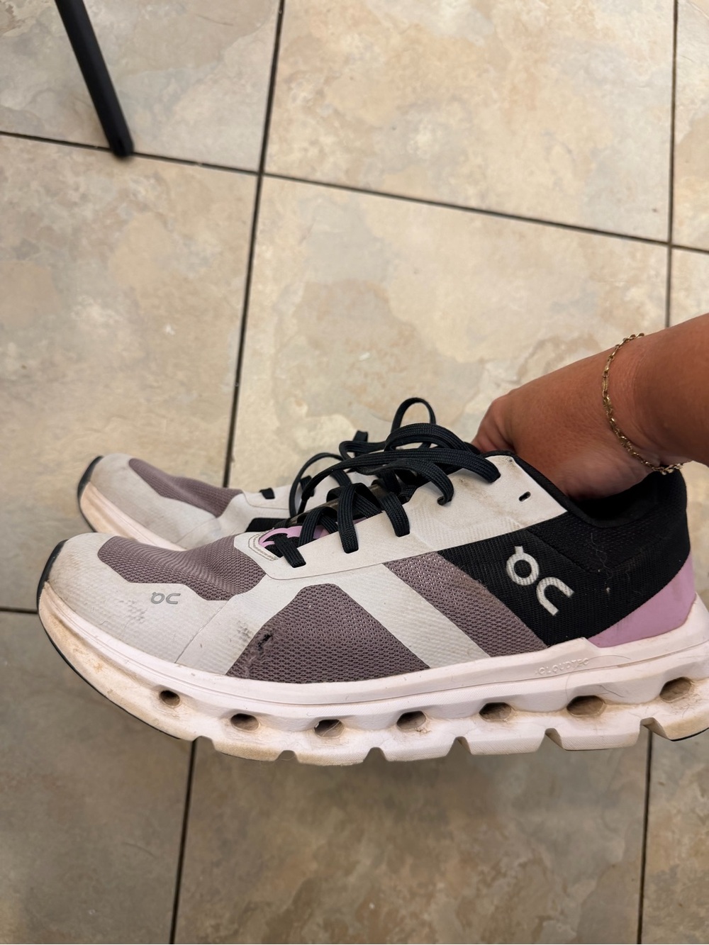 On Running Women's Sneakers in White, Black & Lavender